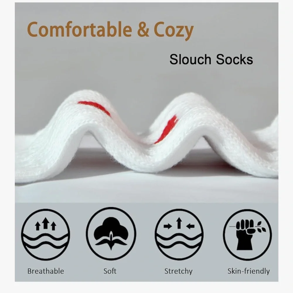 🆕 Slouchy Socks for Women Cotton Boots Scrunch Slouch Crew Socks 3 pairs